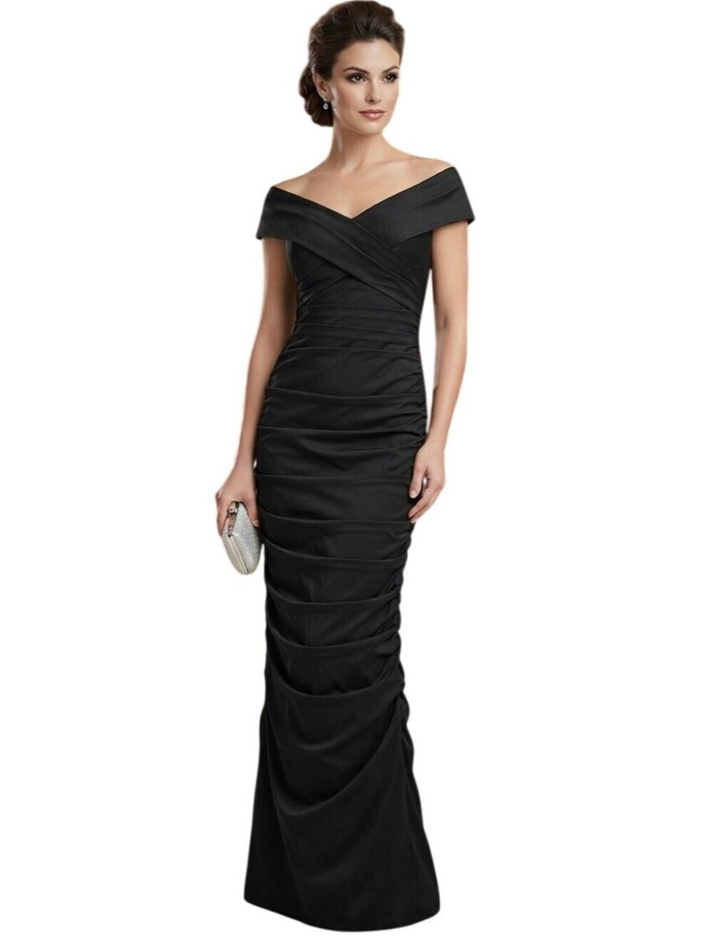 Adrianna Papell Occasions NWT Black Ruched Gown Maxi Dress Size 6